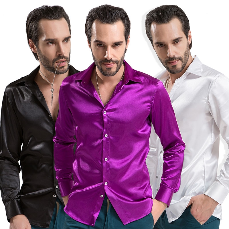 fashion casual Imitation silk men shirt