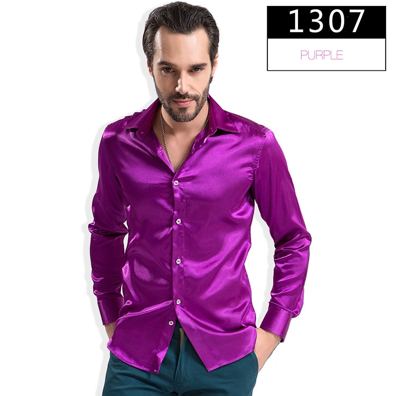 fashion casual Imitation silk men shirt