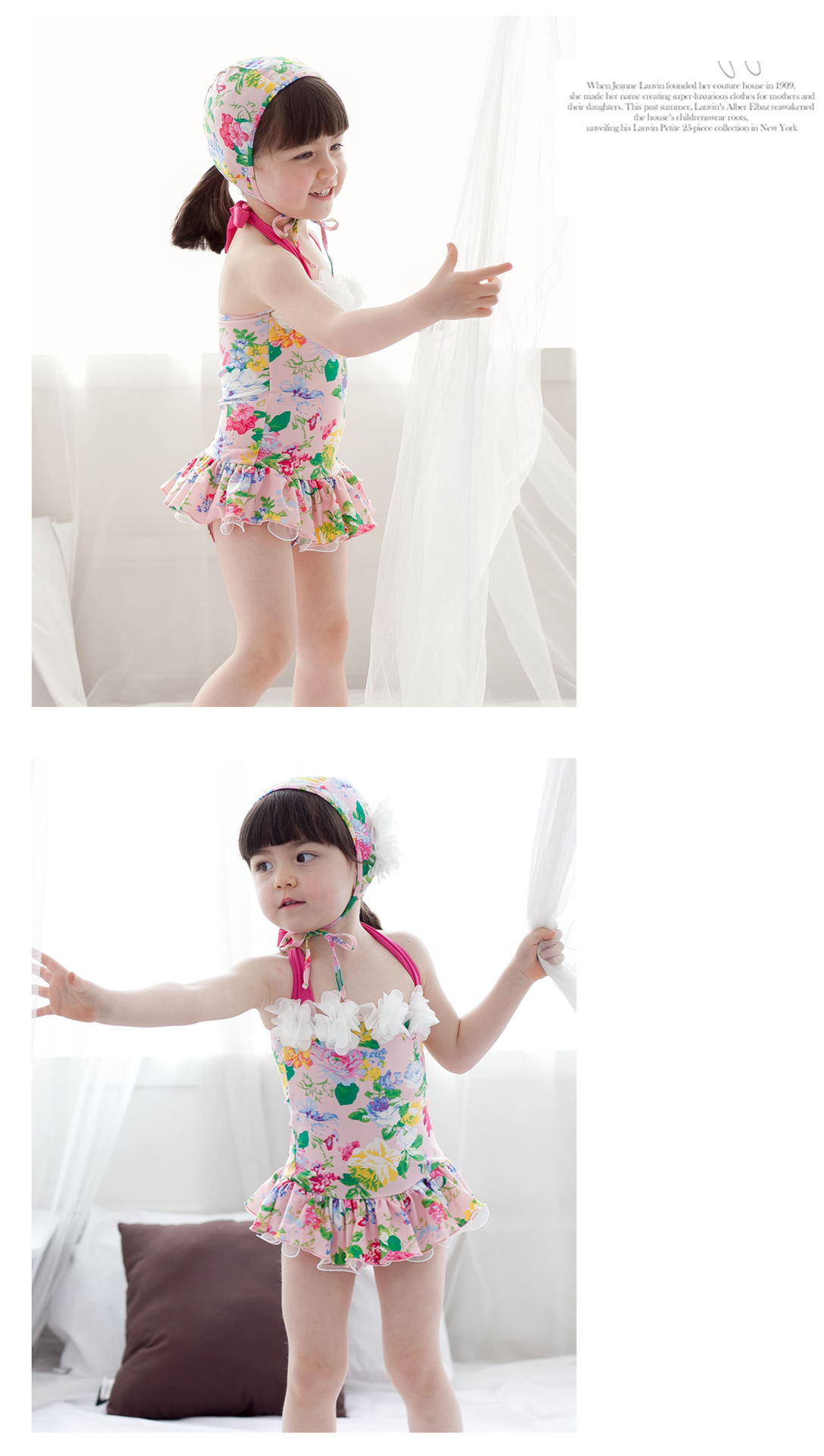 Asian Design lovely floral little girl swimwear Factory Wholesale