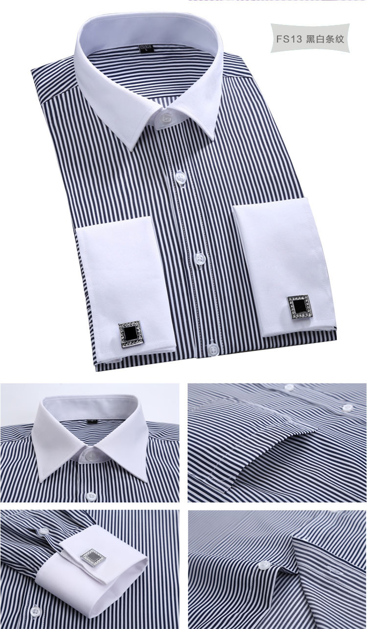 hot sale slim stripes print men shirt office uniform - TiaNex