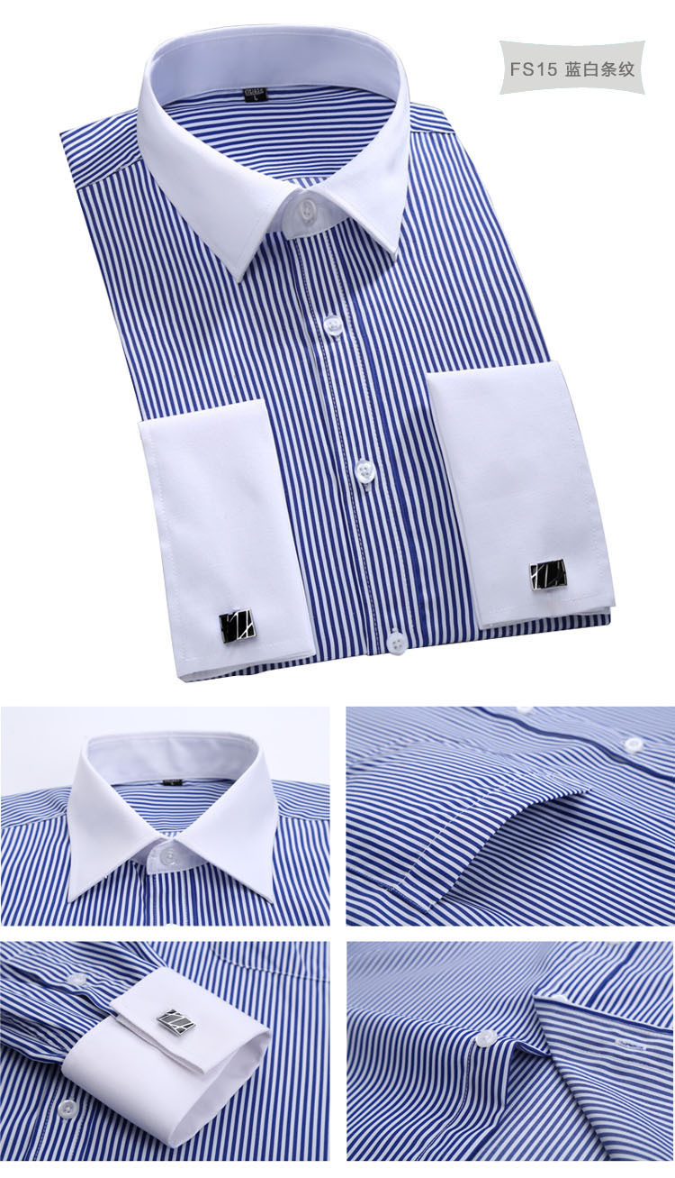 hot sale slim stripes print men shirt office uniform - TiaNex