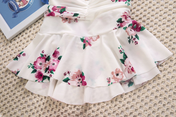 cute halter floral little girl kid swimwear - TiaNex