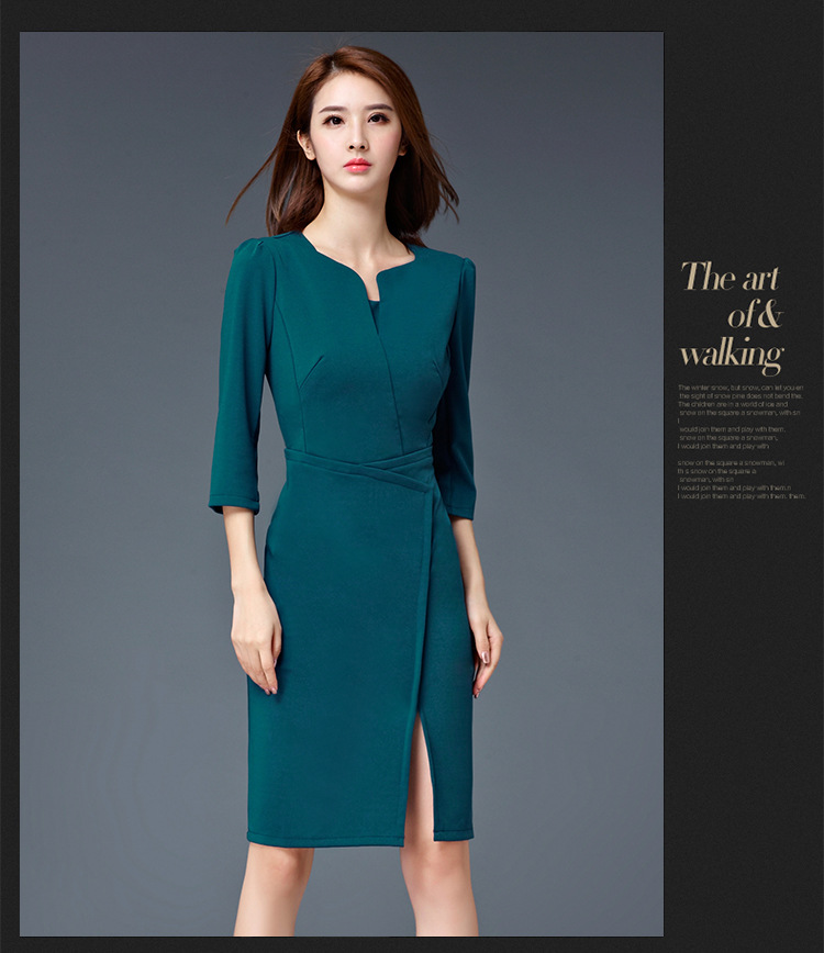 formal split business office work uniform dress - TiaNex