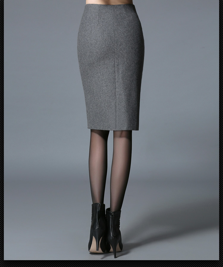 Europe design woolen fabric button lady skirt - TiaNex
