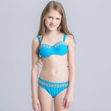 colorful-dashed hem girl swimwear girl bikini