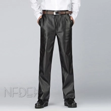 large size fashion EU US men's chick fleece PU leather pant trousers