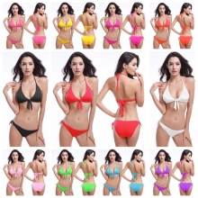 simple candy color women bikini swimwear