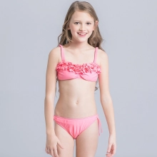 upgrade cloth flowers girl swimwear bikini pink color