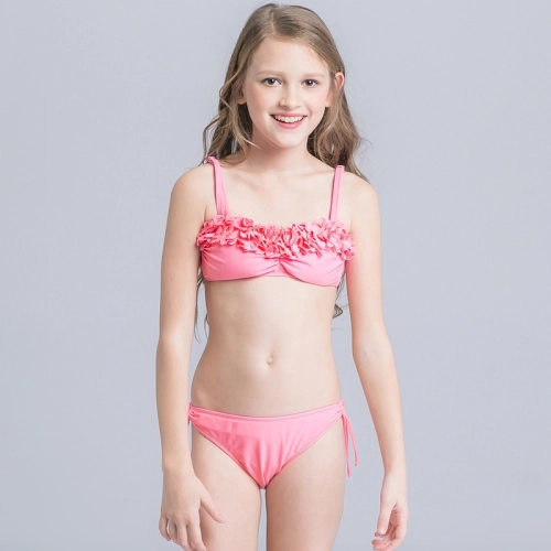 upgrade cloth flowers girl swimwear bikini pink color