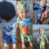 cartoon animal tiger shark giraffe Hippocampus boy swimsuit swimwear