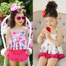 cute halter floral little girl kid swimwear