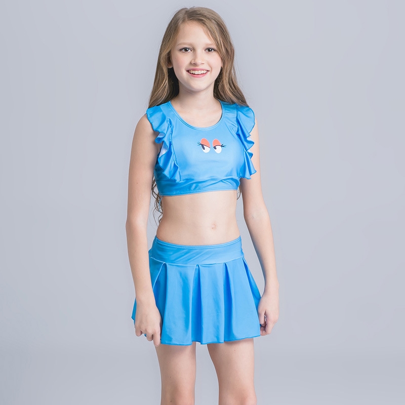 lovely cute print two piece girl bikini for teenager