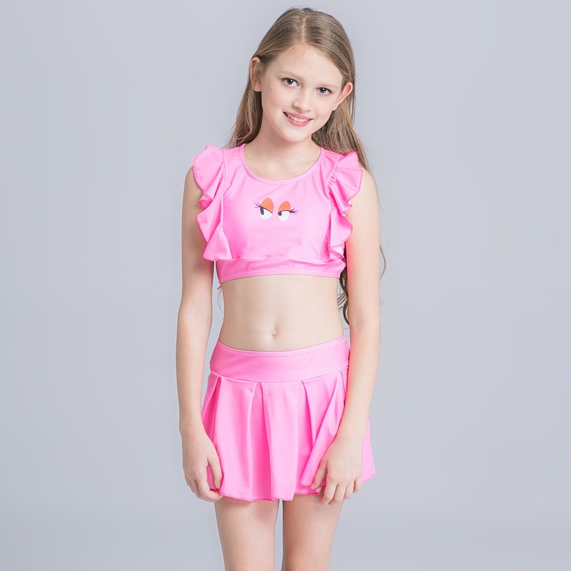lovely cute print two piece girl bikini for teenager Factory Wholesale