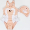 hot sale swan printing little girl one piece swimwear