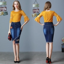 Europe fashion split denim women skirt