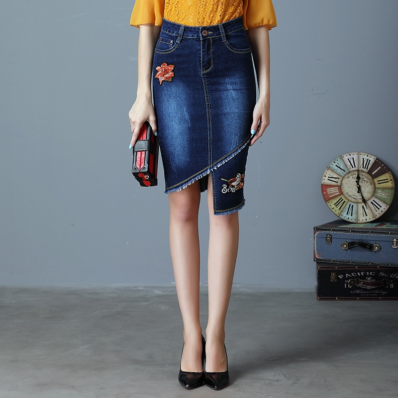 Europe fashion split denim women skirt