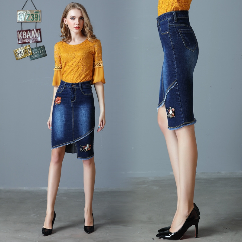 Europe fashion split denim women skirt