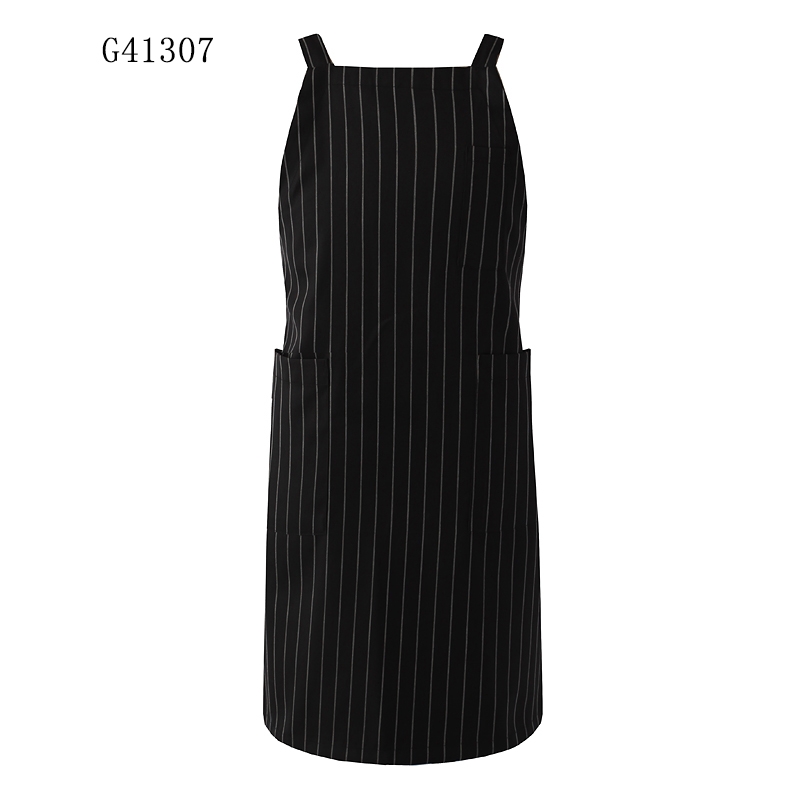 Professional Korean-Style Long Halter Chef Apron with Utility Pockets - Durable & Adjustable Unisex Workwear for Kitchens, Cafes, and Art Studios