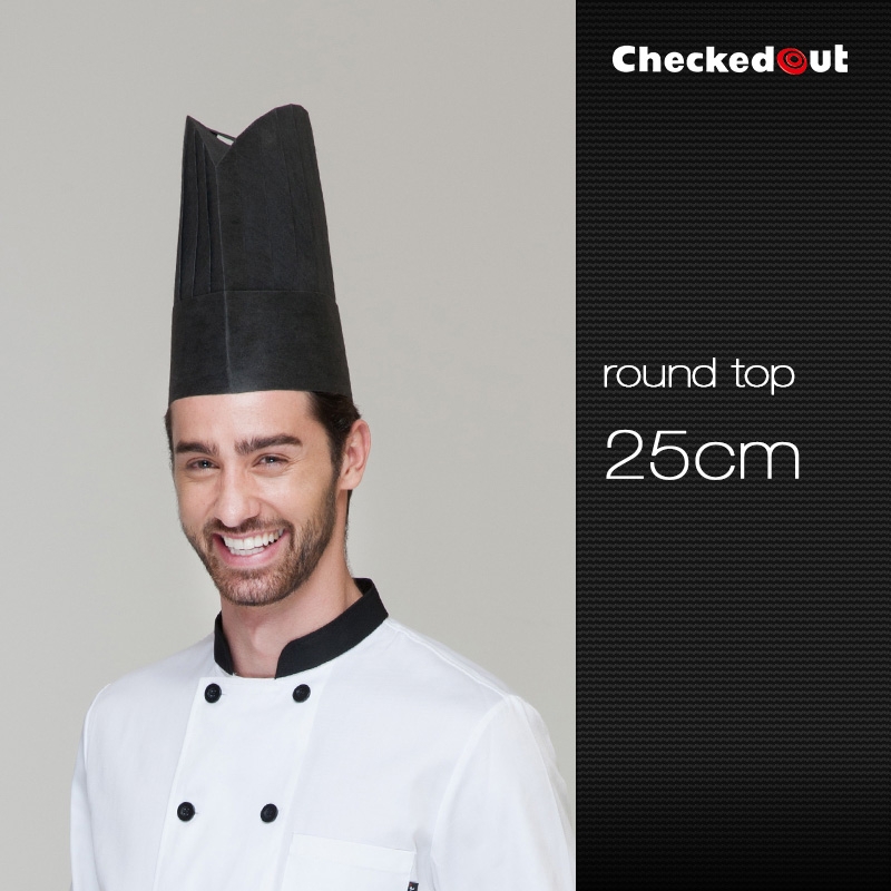 black round top paper disposable kitchen chef hat wholesale Factory