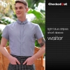 fashion stripes design short  long sleeve waiter shirt blouse Color short sleeve light blue shirt for men