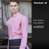 fashion stripes design short  long sleeve waiter shirt blouse Color long sleeve pink shirt for men