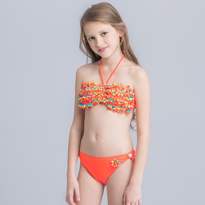 small floral little girl swimwear bikini  teen girl swimwear