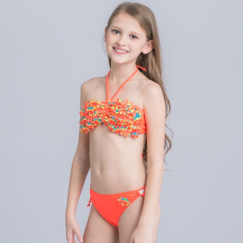 small floral little girl swimwear bikini  teen girl swimwear