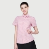 summer short sleeve grid fast food waiter shirts cafe lounge uniforms Color women pink grid shirts