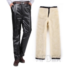 ultra thick PU thicken artificial fur men's pant trousers for winter