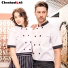 unisex stripes print collar short sleeve summer chef jacket