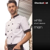 high quality stripes print collar short sleeve chef jacket