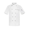 hot sale classic reefer collar chef coat  short sleeve chef jacket Color unisex white (black hem buttons) coat