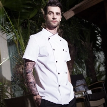 hot sale classic reefer collar chef coat  short sleeve chef jacket