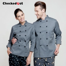 double breasted design grey color chef coat jacket
