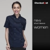 long sleeve solid color chef uniform both for women or men Color short sleeve navy women