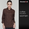 short / long sleeve solid color chef uniform work wear both for women or men Color long sleeve coffee women