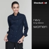 long sleeve solid color chef uniform both for women or men Color long sleeve navy women