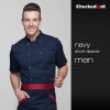 long sleeve solid color chef uniform both for women or men Color short sleeve navy men