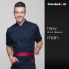 short / long sleeve solid color chef uniform work wear both for women or men Color short sleeve navy men