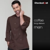 long sleeve solid color chef uniform both for women or men Color long sleeve coffee men