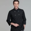simple classic fashion design double breasted chef coat for restaurant Color men chef coat blck