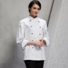 hot sale good quality black chef coat jacket Color unisex white(sapphire hem) coat