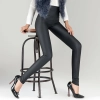 winter warm breathable fleece leather women pant legging