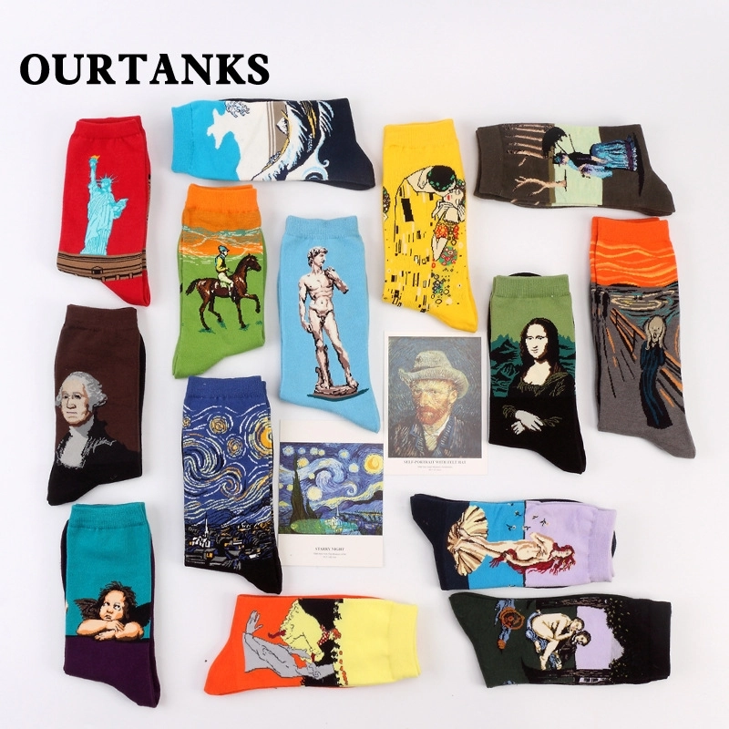 fashion famous painting art printing socks cotton socks men socks women socks