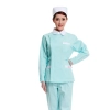 Peter pan collar side opening long sleeve nurse blouse + pant uniform