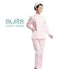 Peter pan collar side opening long sleeve nurse blouse + pant uniform Color pink nurse coat + pant