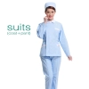 Peter pan collar side opening long sleeve nurse blouse + pant uniform Color light green(white collar) nurse coat + pant