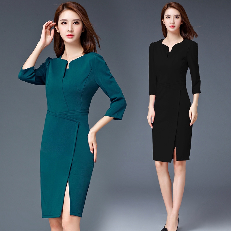 formal split business office work uniform dress Factory Wholesale