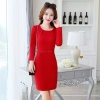 fall fashion round collar women long sleeve work dress