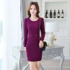 fall fashion round collar women long sleeve work dress